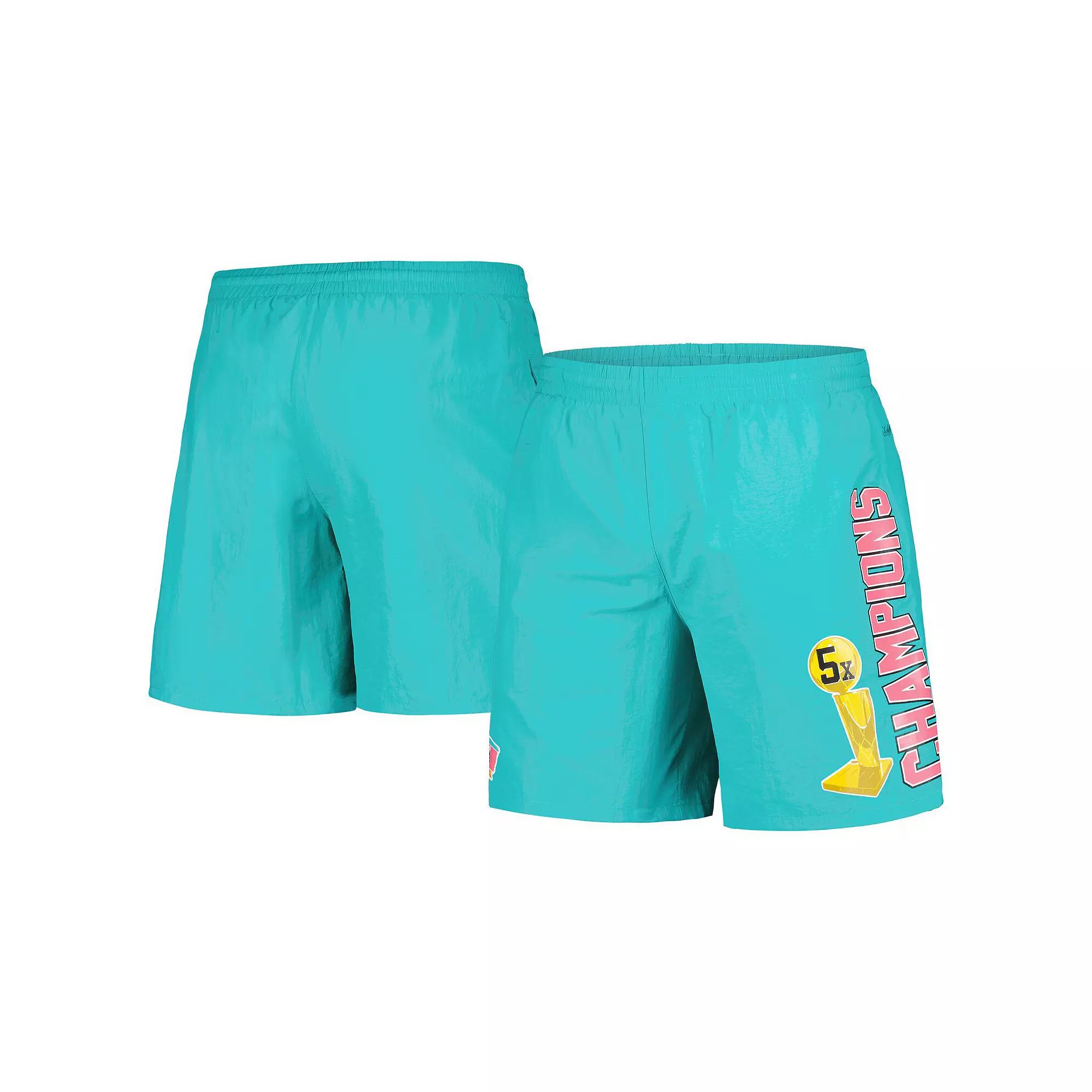 Men's Mitchell & Ness Teal San Antonio Spurs 5x Champions Heritage Shorts, Size: Large, Blue Product Image