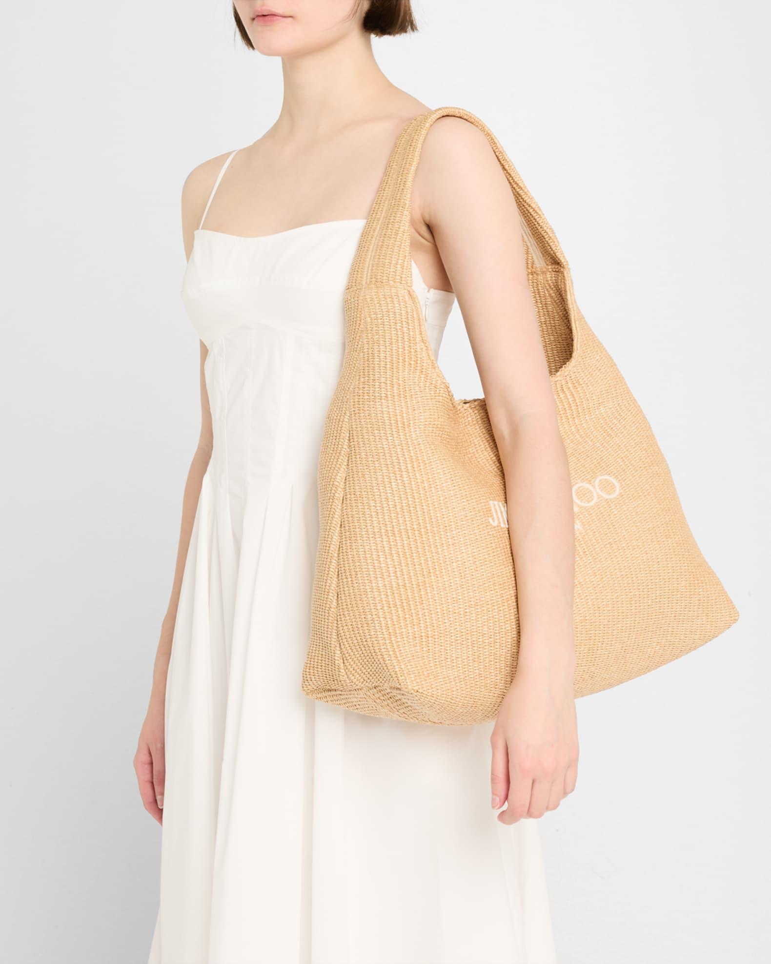 Beach Logo-Embroidered Raffia Hobo Bag Product Image