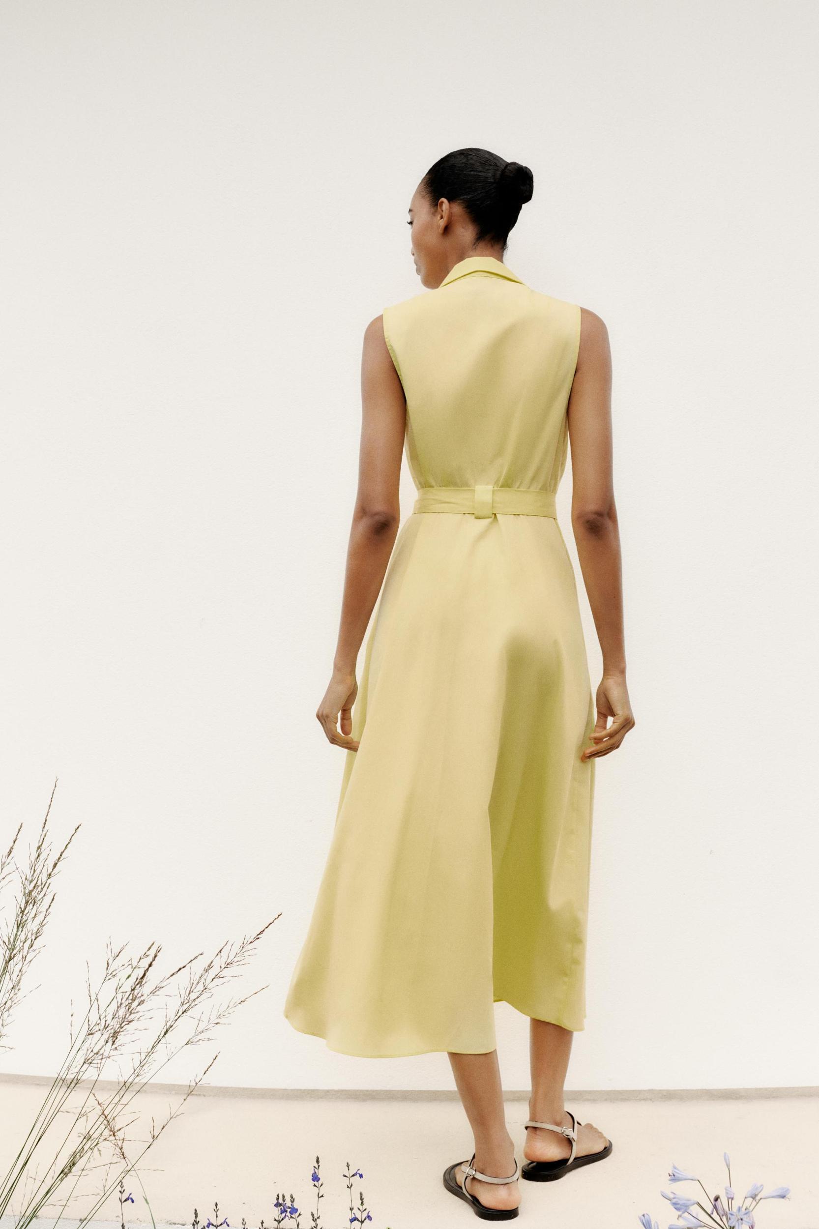 BELTED POPLIN MIDI DRESS Product Image