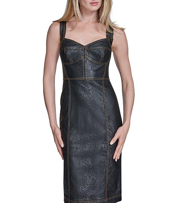 BCBG Sleeveless Sweetheart Neckline Stretch Denim Dress Product Image