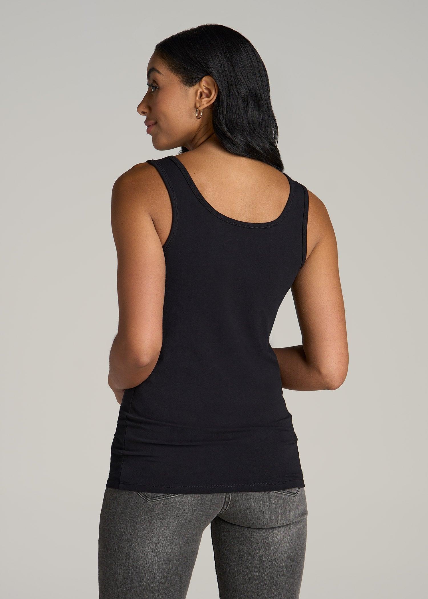 Slim Fit Jersey Tank Top for Tall Women in Black Female Product Image