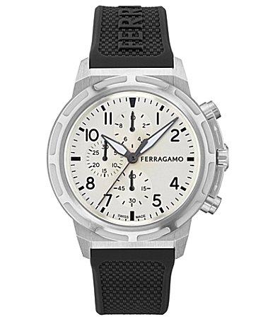 Mens Ferragamo Sport Chrono 44MM Stainless Steel Silicone Watch Product Image