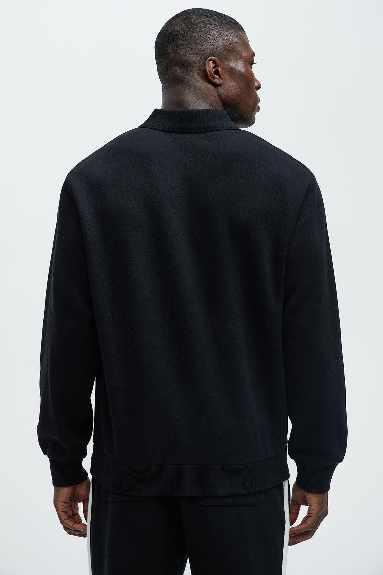 Tyson Fleece Long Sleeve Polo - Black Product Image