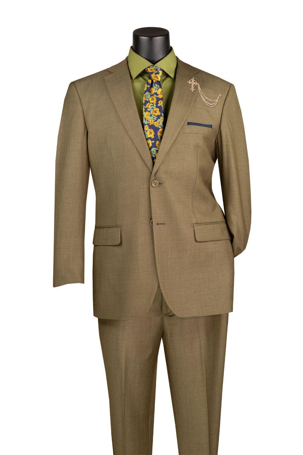 Monte Carlo Collection - Regular Fit 2 Piece 2 Button Textured Weave In Taupe Product Image
