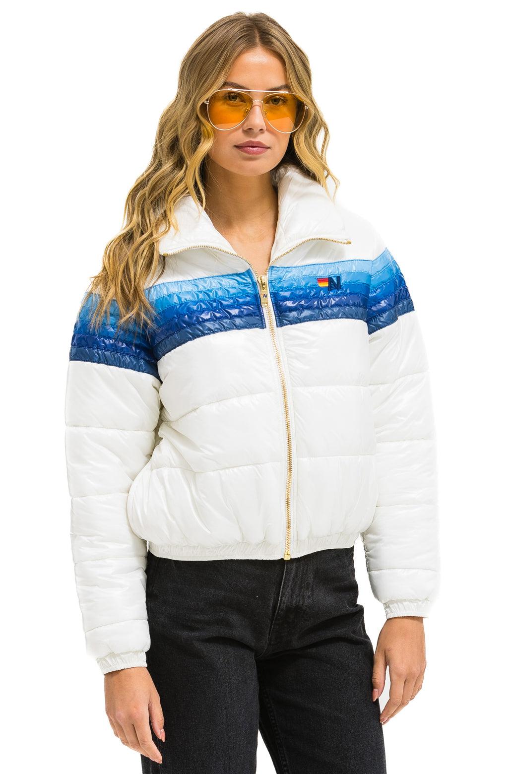 5 STRIPE APRES JACKET - GLOSSY WHITE // BLUE STRIPES Female Product Image
