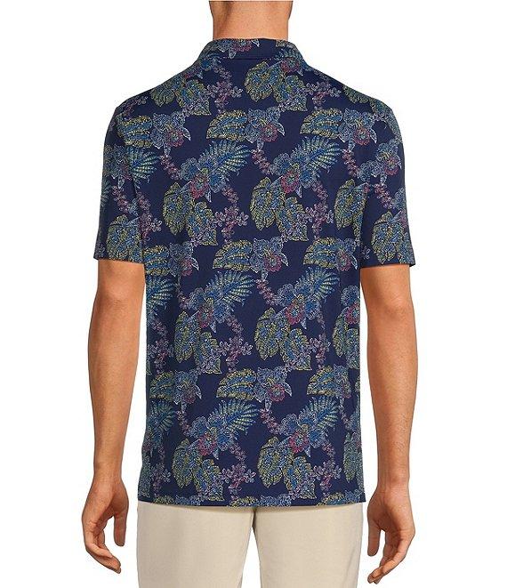 Caribbean Big & Tall Neon Leaf Print Performance Stretch Short Sleeve Polo Shirt Product Image