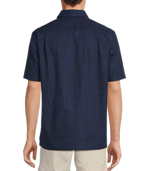 Roundtree & Yorke Short Sleeve Bandana Jacquard Print Shirt Product Image