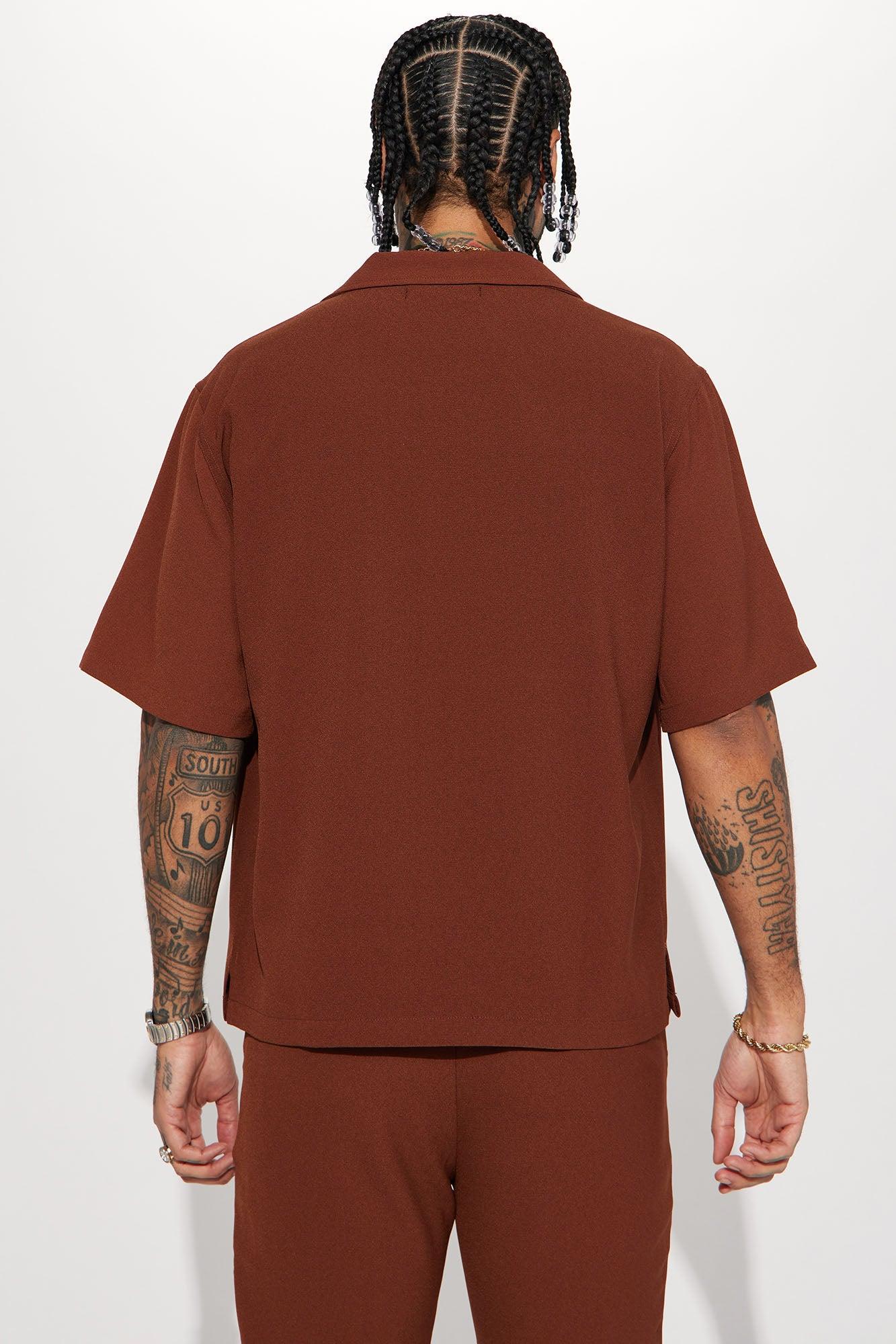 Golden Hour Short Sleeve Button Up - Brown Product Image