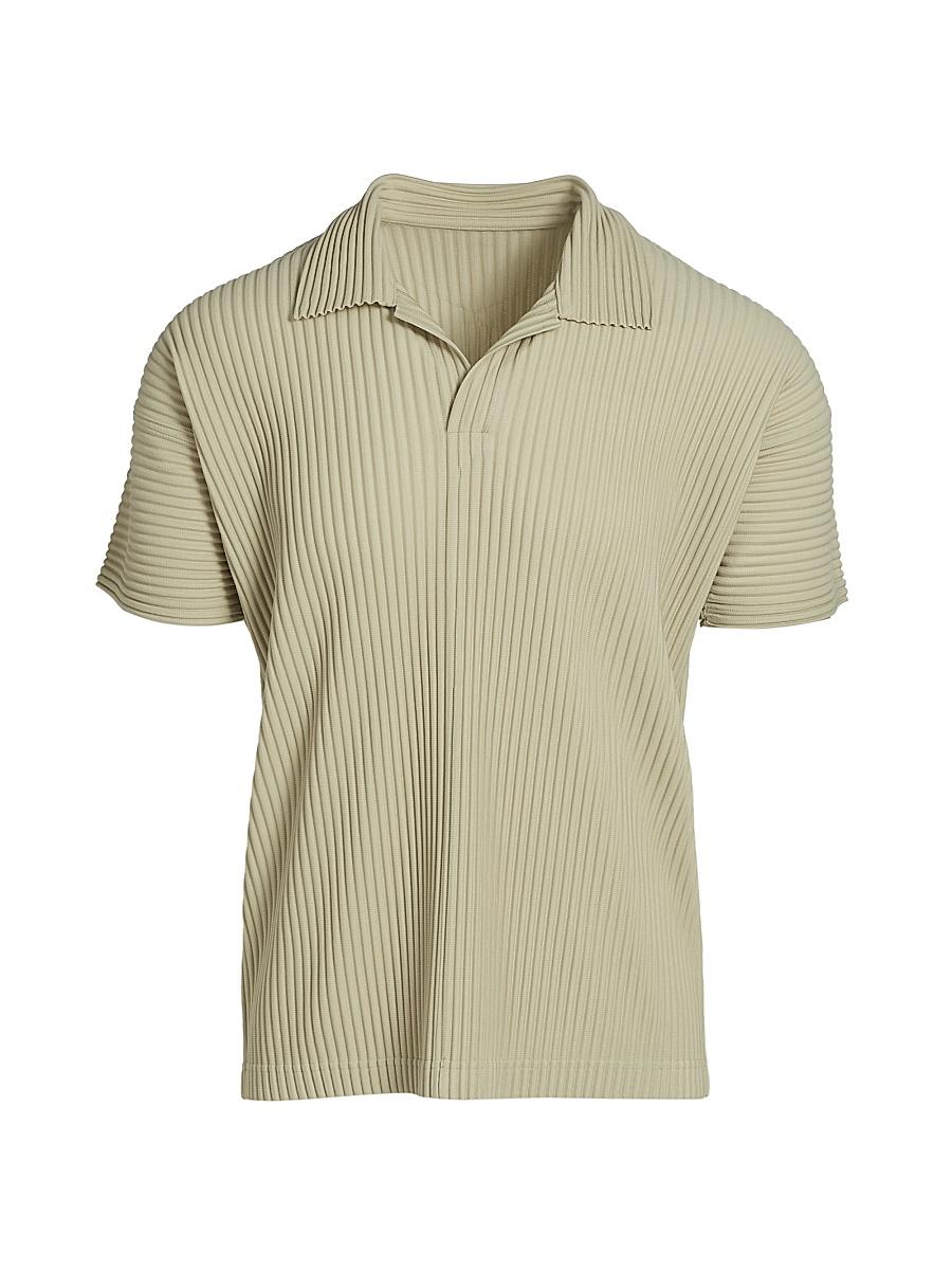 Mens Classic Rib-Knit Polo Shirt Product Image