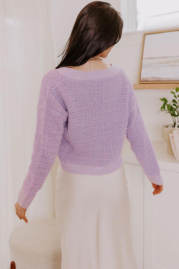 Cappuccino Sippin Tweed Knit Sweater in Lavender Product Image