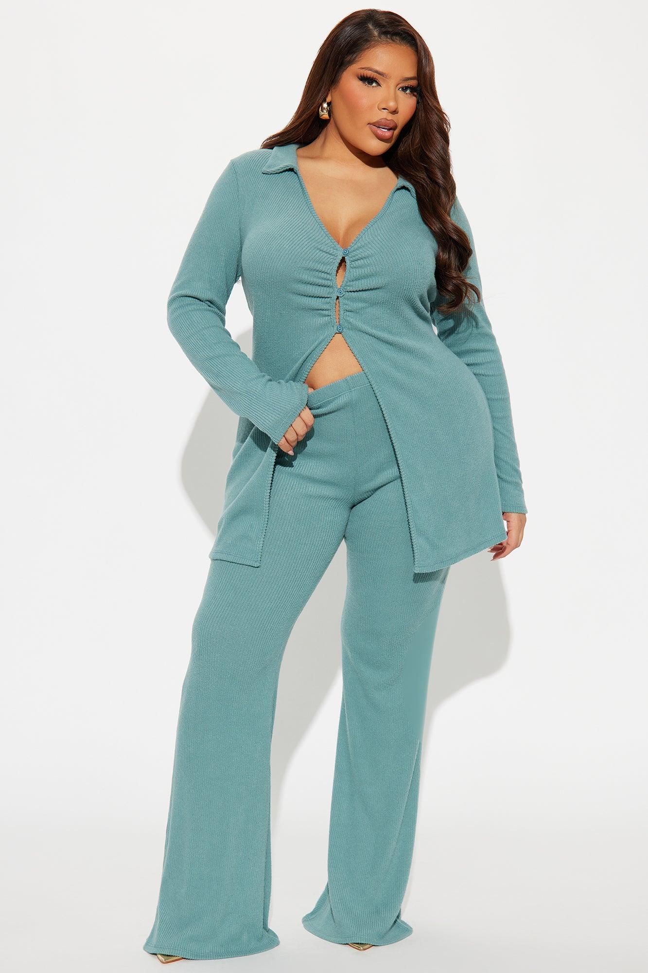 Camille Cozy Pant Set - Teal Female Product Image