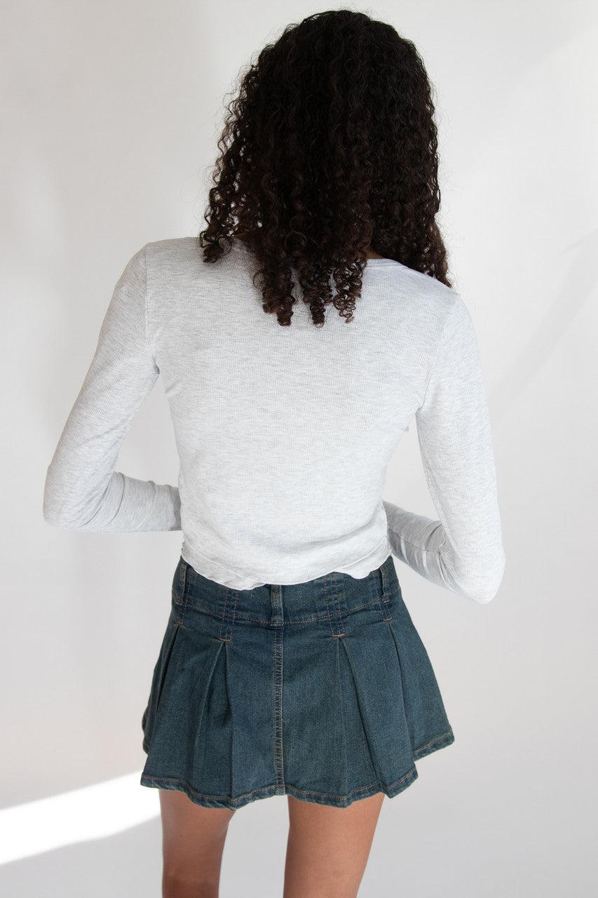 Layered Hem Bow Detail Long Sleeve Top Product Image