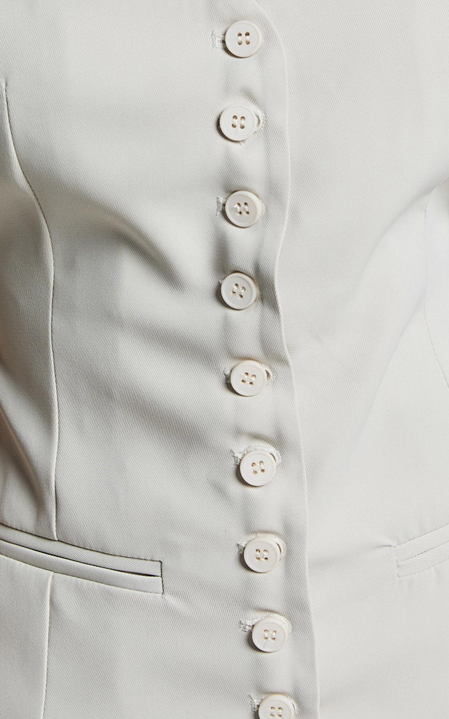 Gwyneth Vest - Button Up Longline Waistcoat in Stone Product Image