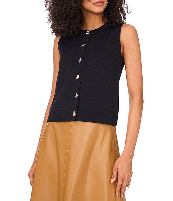Vince Camuto Round Neck Sleeveless Sweater Vest Product Image