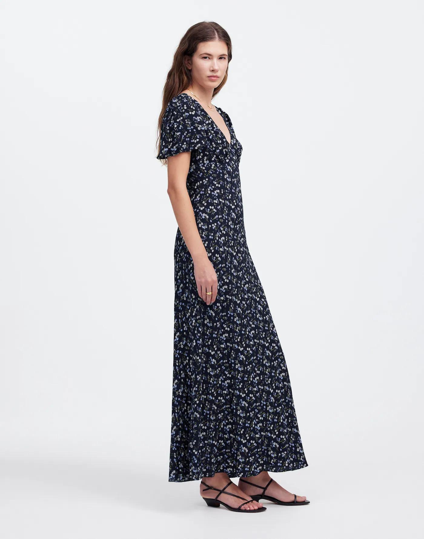Seamed Flutter Sleeve Maxi Dress Product Image