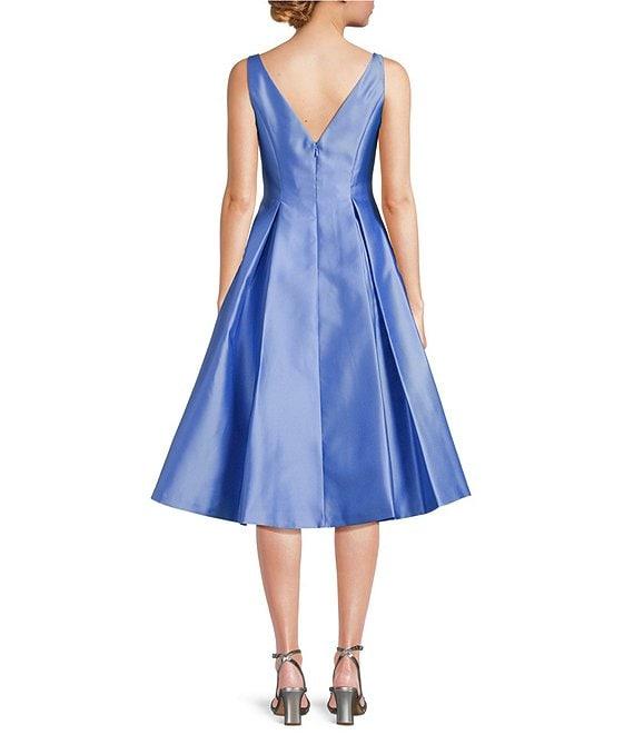 Adrianna Papell Boat Neck Sleeveless A-Line Taffeta Dress Product Image