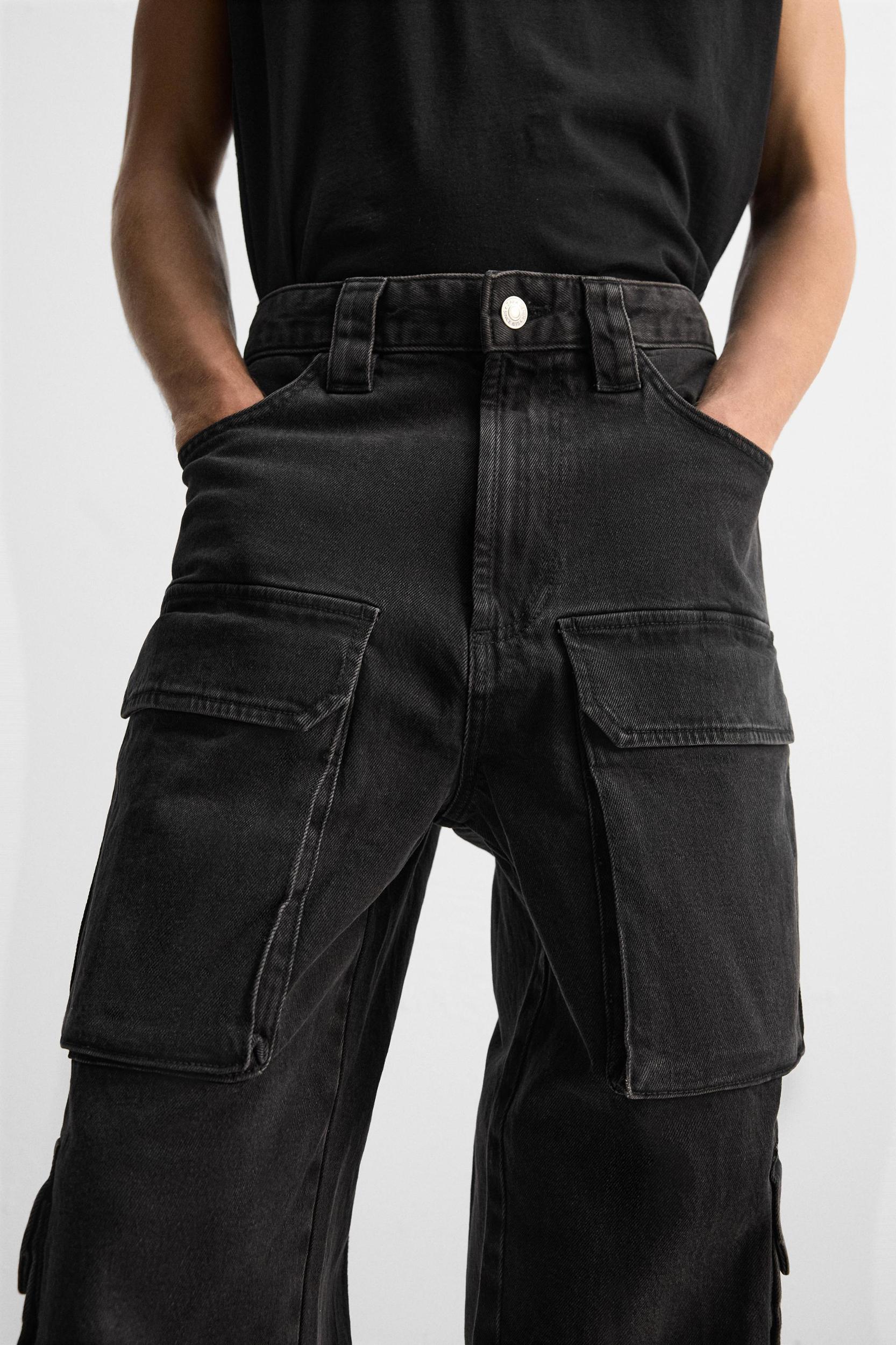 POCKET DENIM CARGO PANTS Product Image