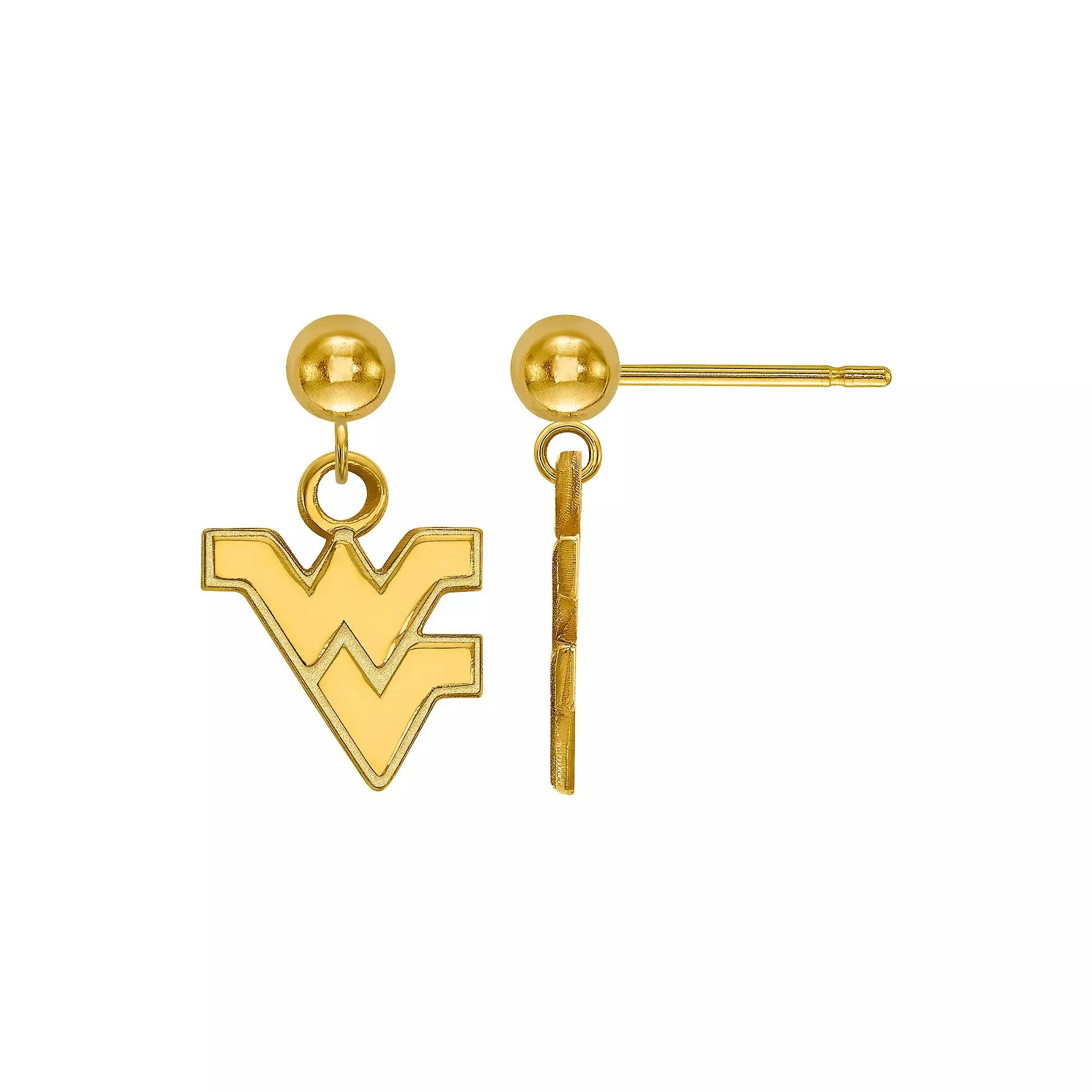 LogoArt 14K Gold Plated West Virginia Mountaineers Dangle Ball Earrings, Women's, Size: 16 mm Product Image