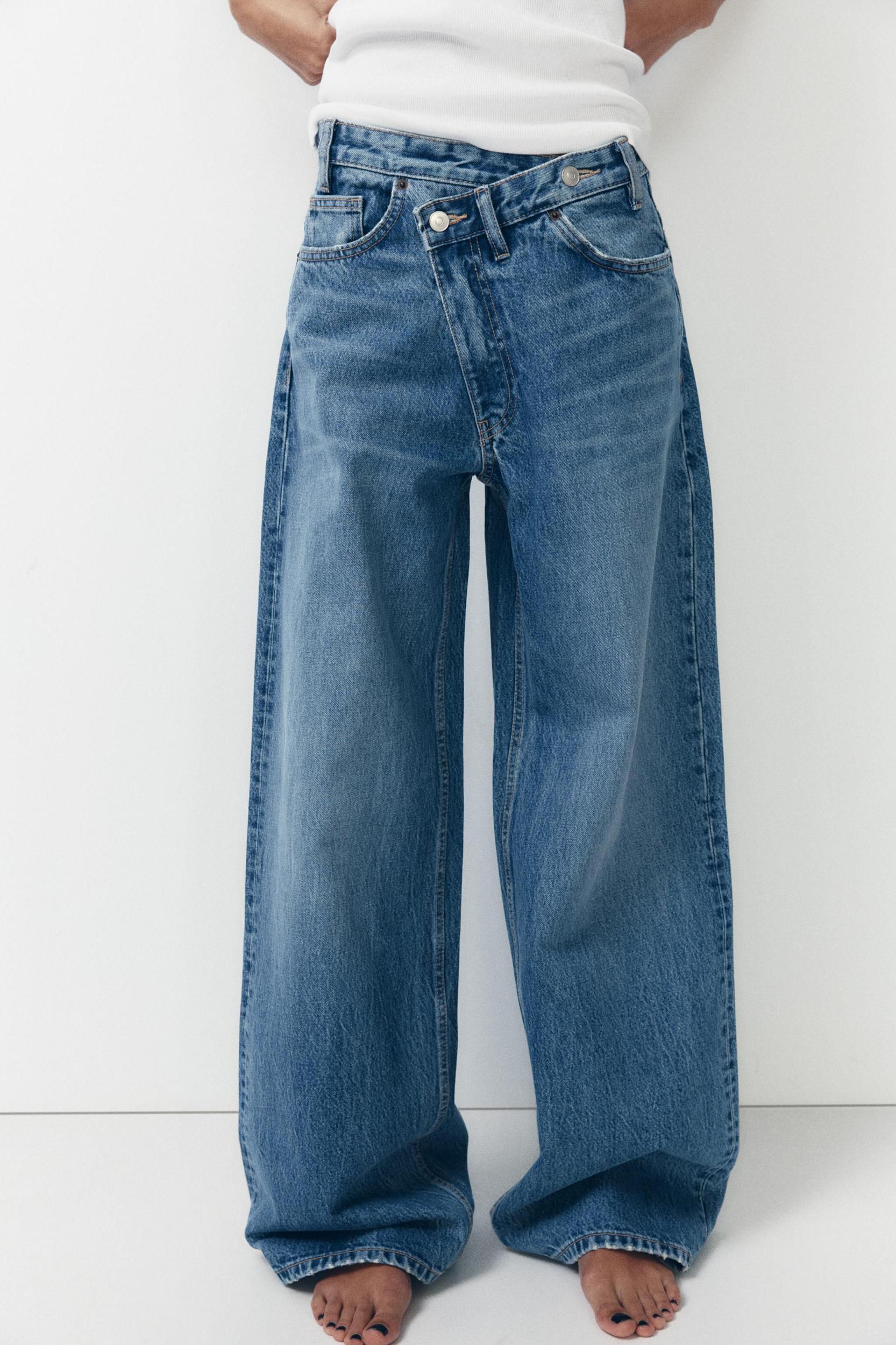 TRF HIGH-WAIST WIDE LEG CROSSOVER JEANS Product Image