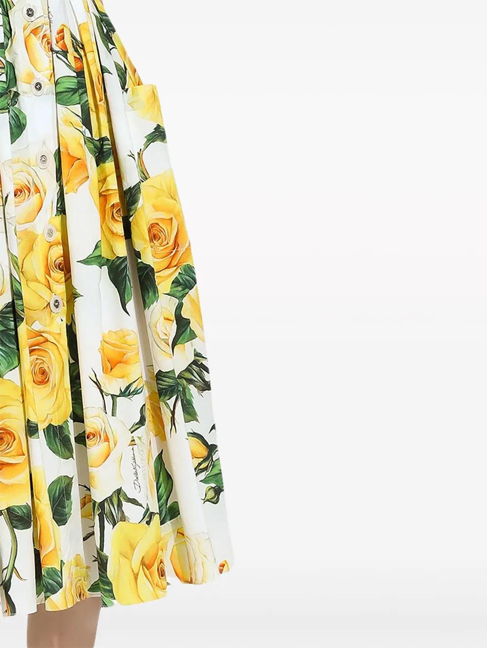 rose-print cotton midi dress Product Image