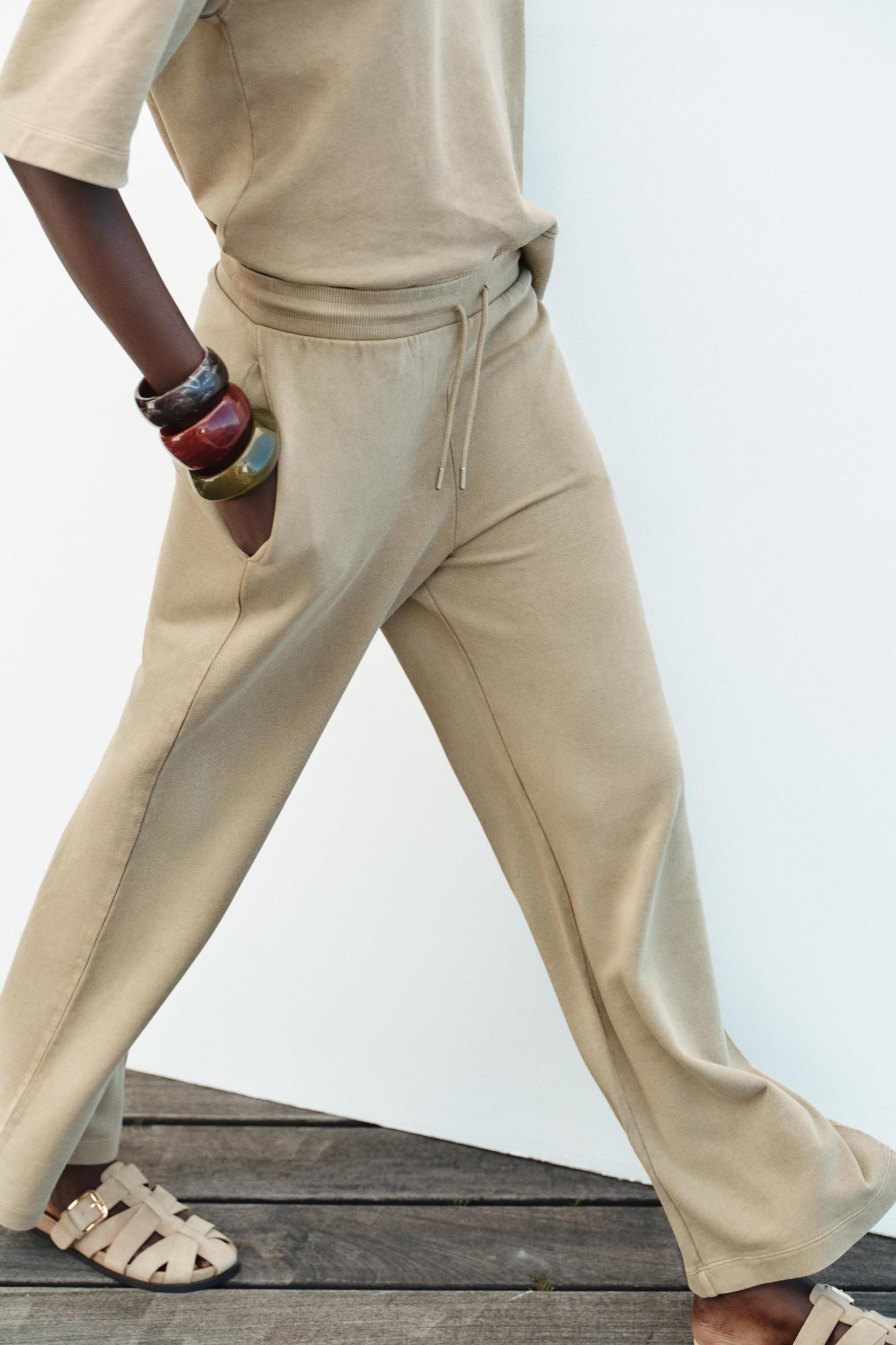 WASHED EFFECT WIDE LEG PANTS Product Image