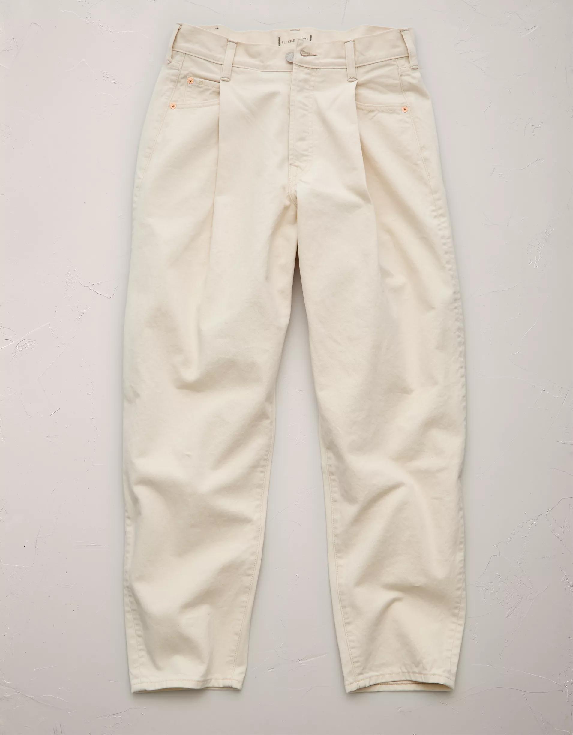 AE77 Premium Pleated Barrel Jean Product Image