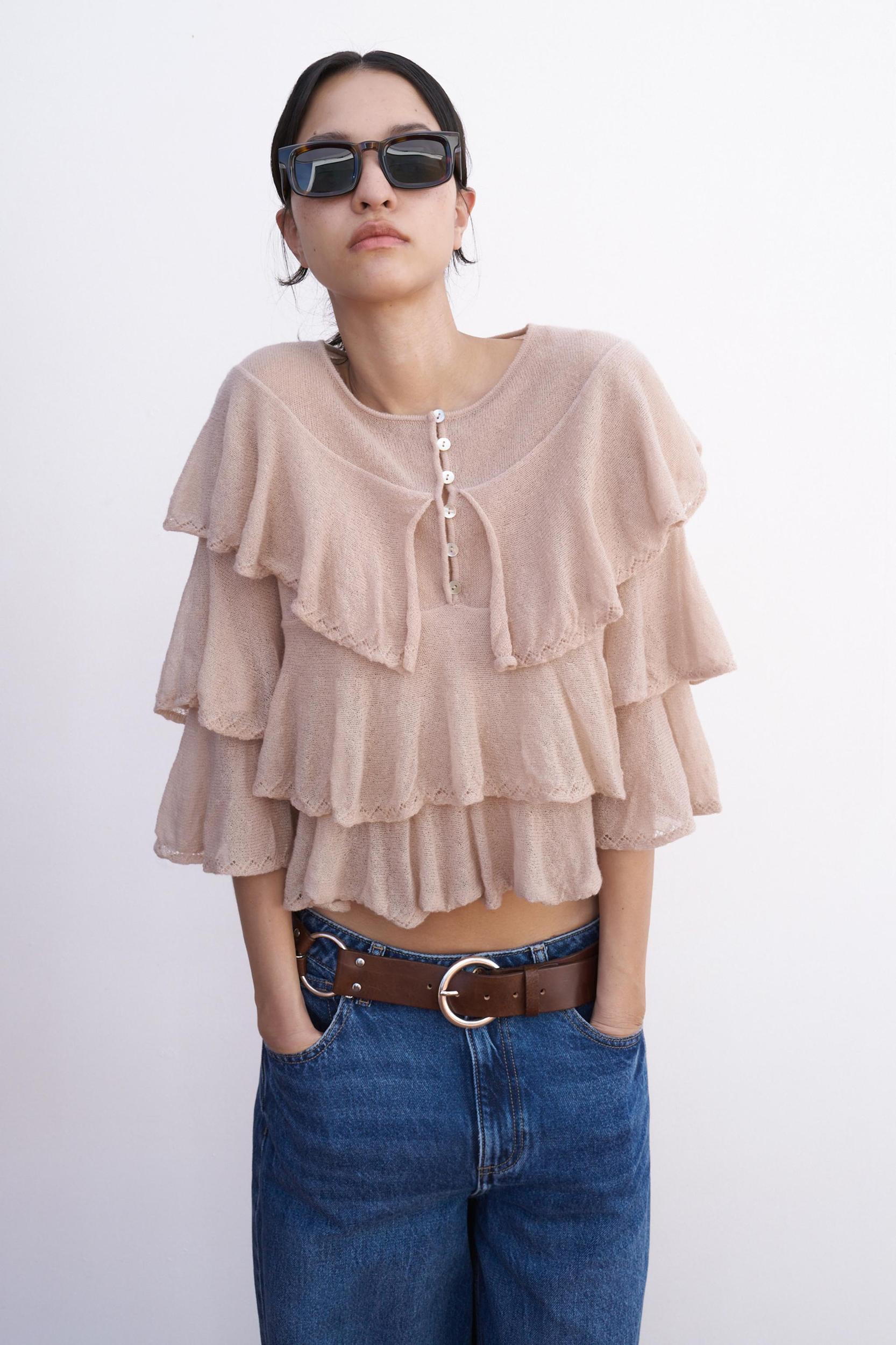 RUFFLED KNIT TOP Product Image