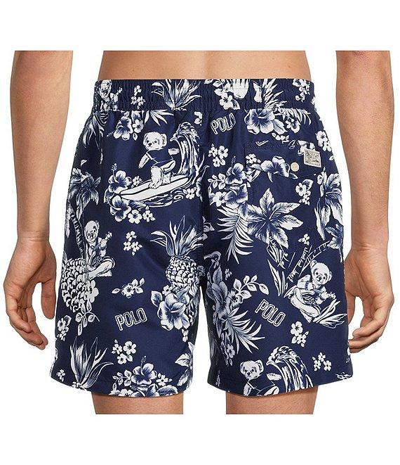 Polo Ralph Lauren Traveler Classic Polo Bear Tropical Printed 5.75#double; Swim Trunks Product Image