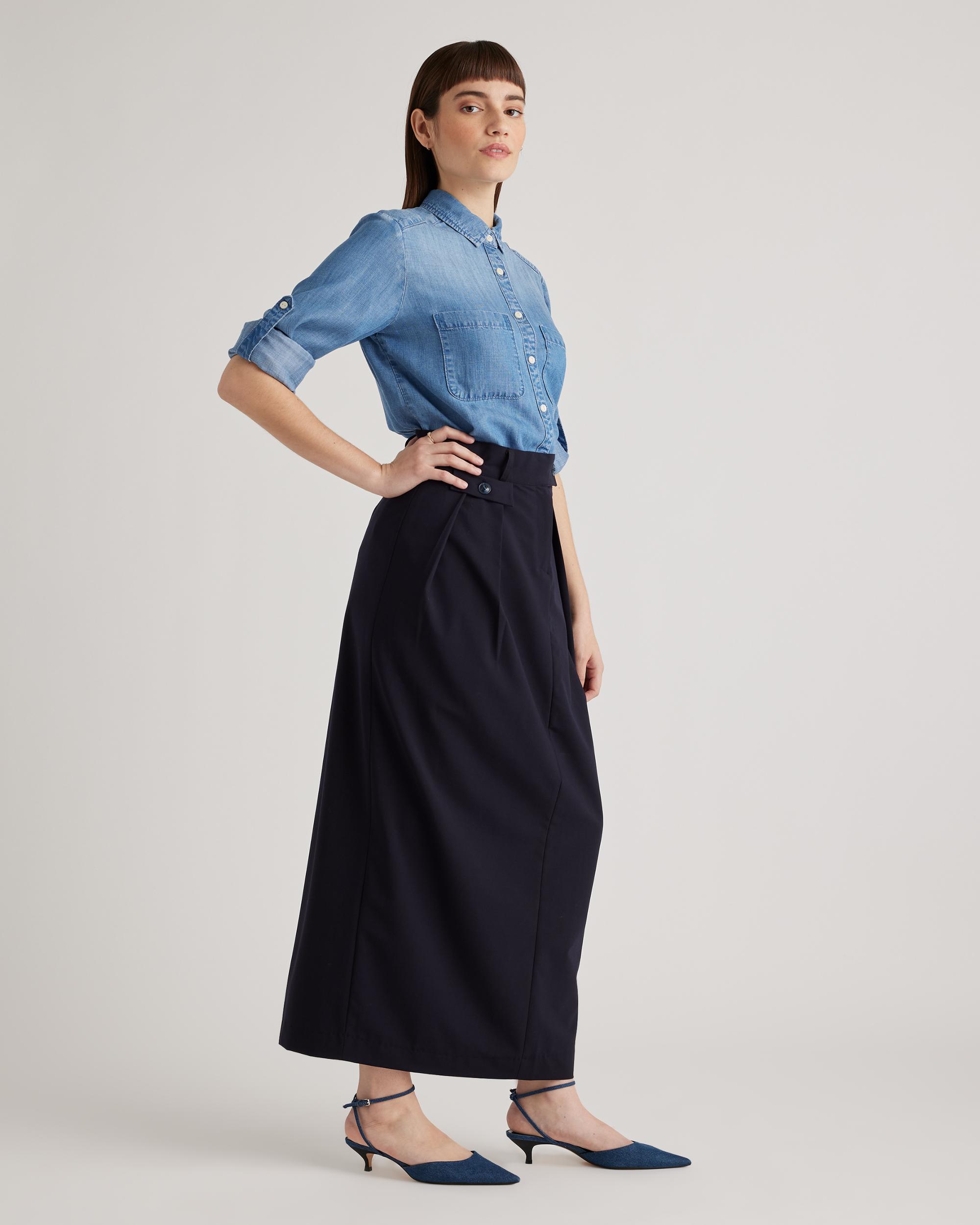 Quince | Women's Chambray Tencel Long Sleeve Shirt Product Image