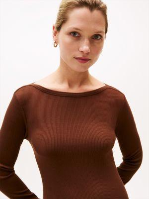 Boatneck Rib-Knit Midi Dress Product Image
