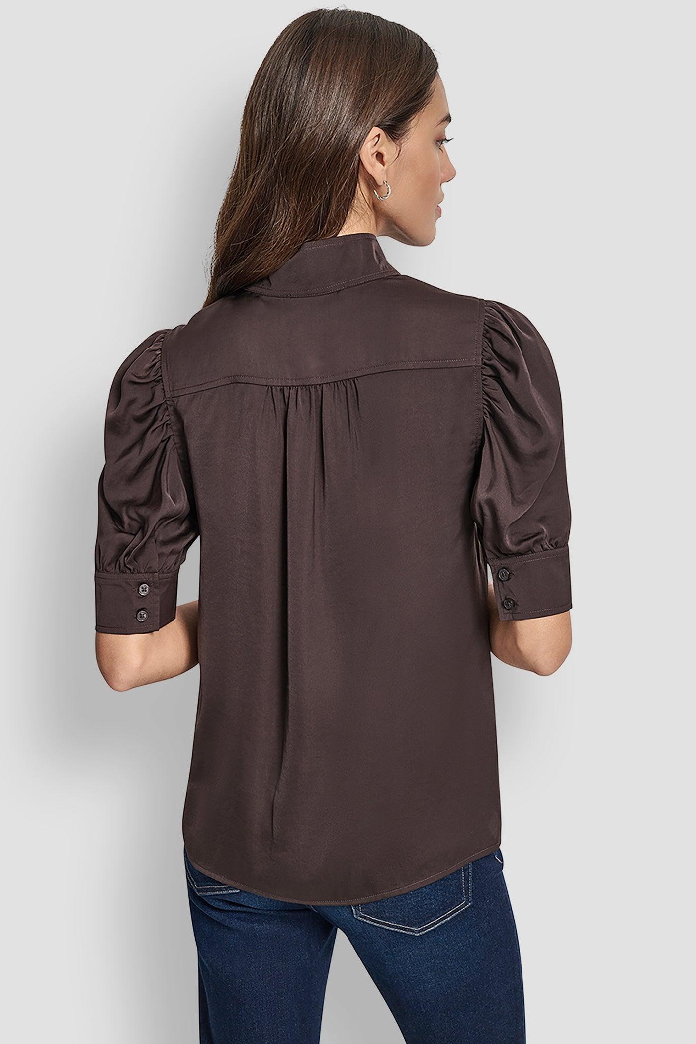 PUFF SLEEVE SHIRT WITH STAND COLLAR Product Image