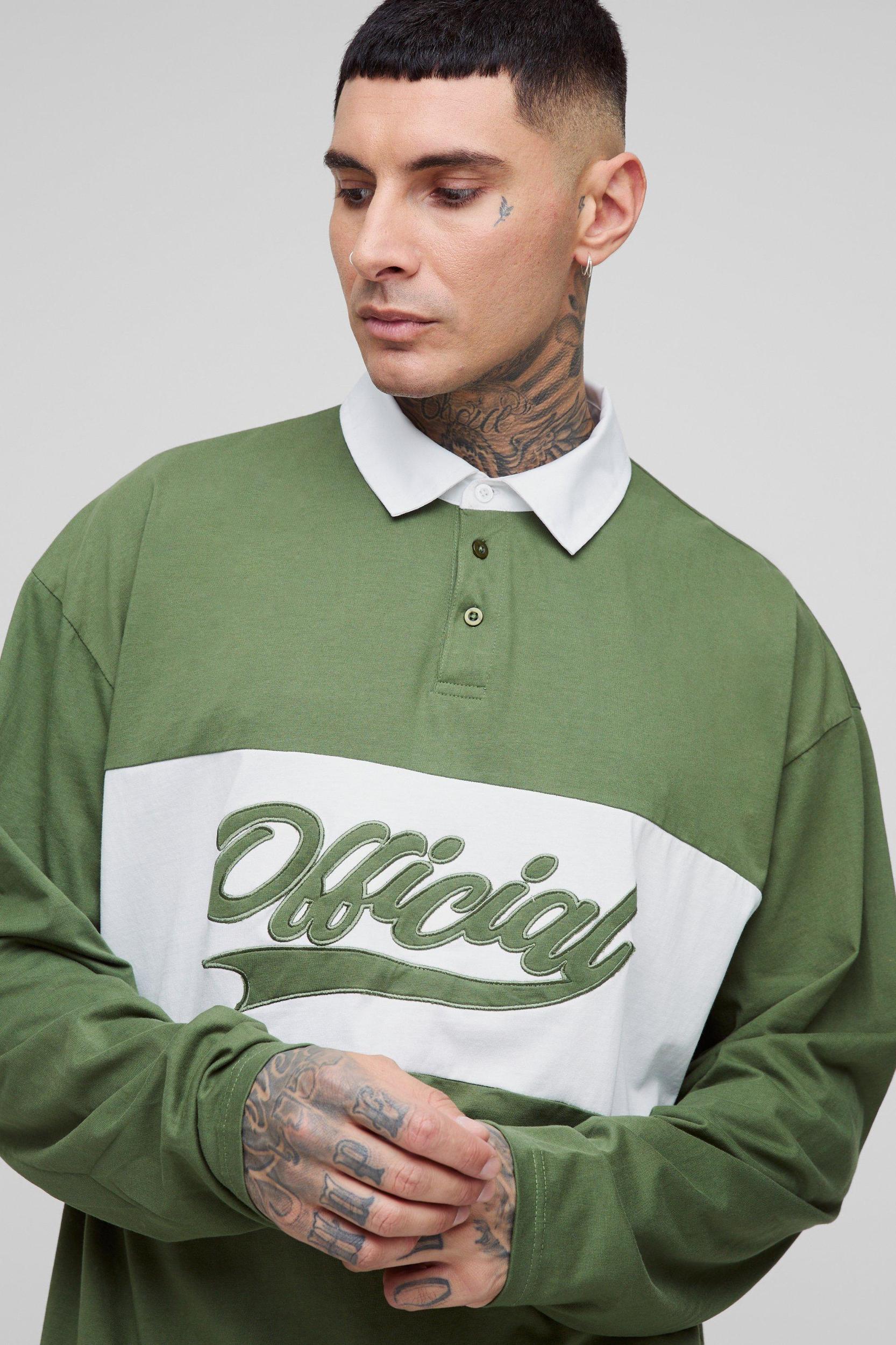 Tall Oversized Official Applique Polo | boohooMAN USA Product Image