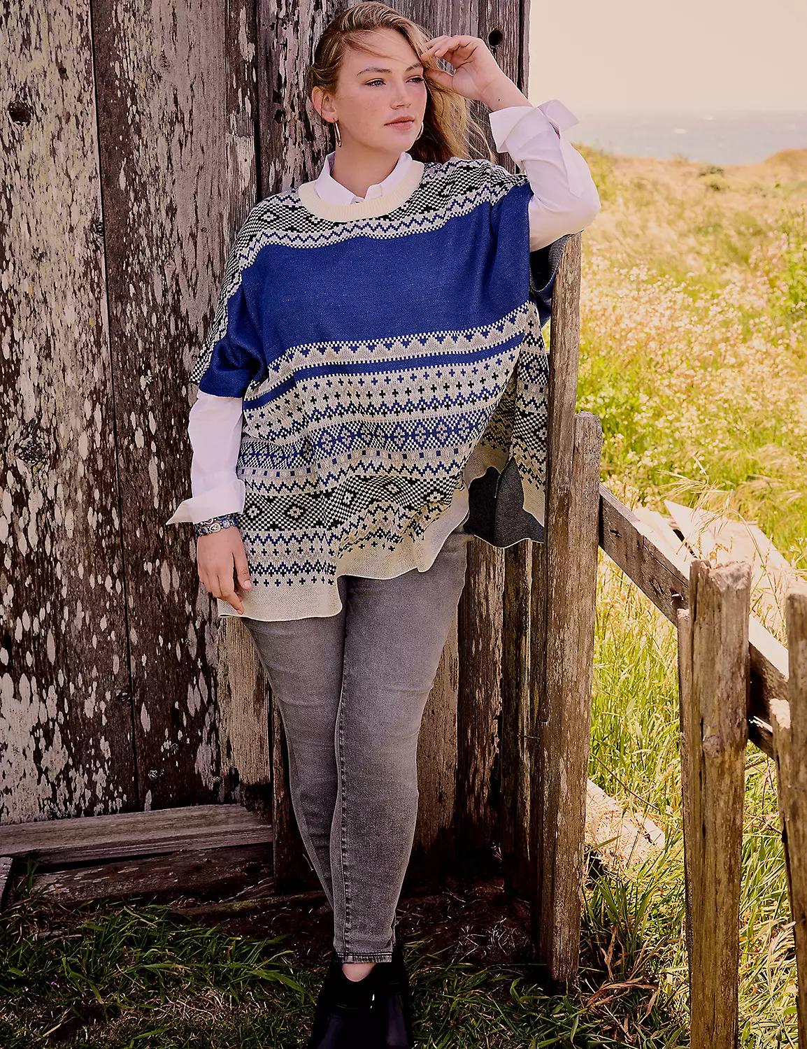 Fair Isle Poncho Sweater Product Image