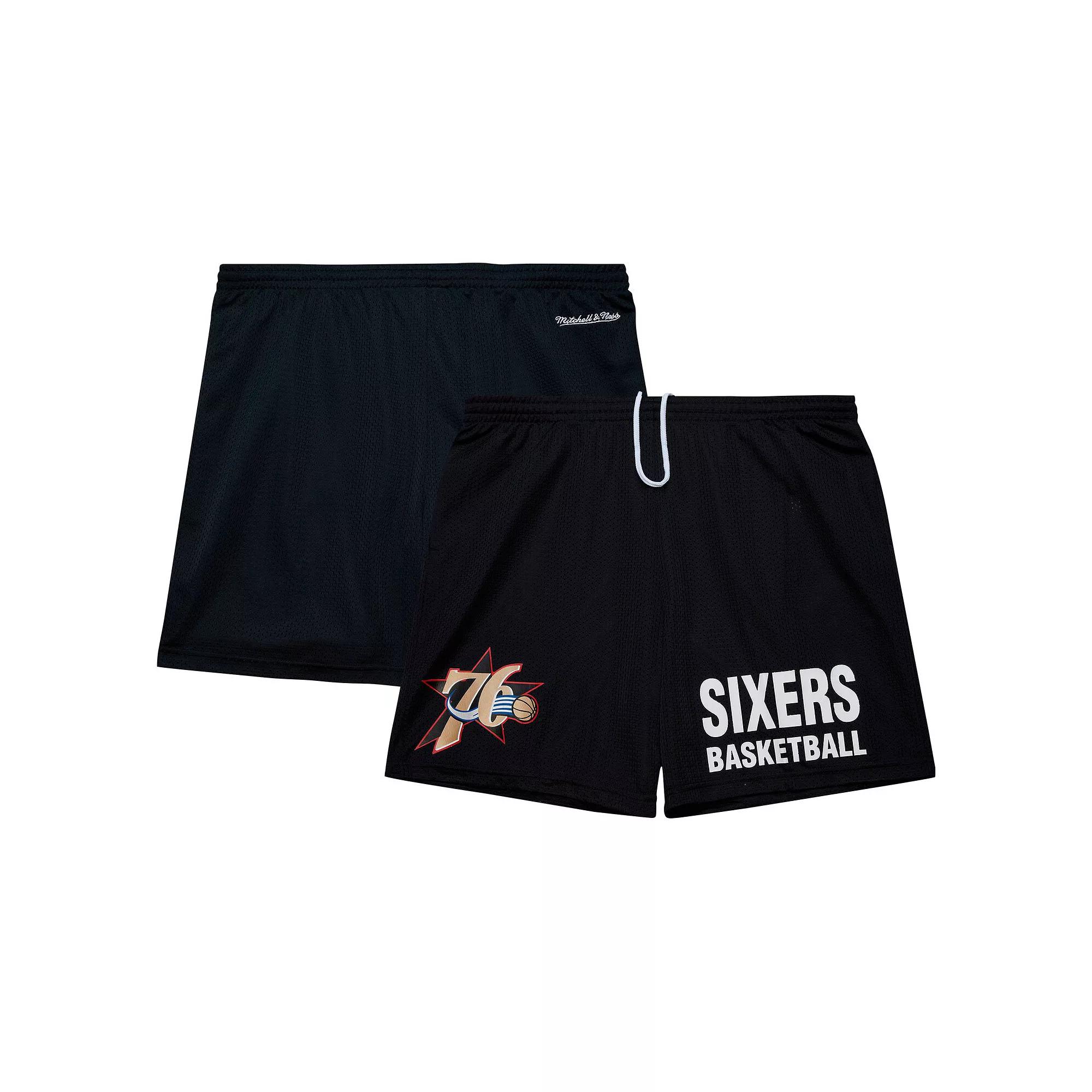 Men's Mitchell & Ness Black Philadelphia 76ers Hardwood Classics Gameday Mesh Shorts,  Product Image
