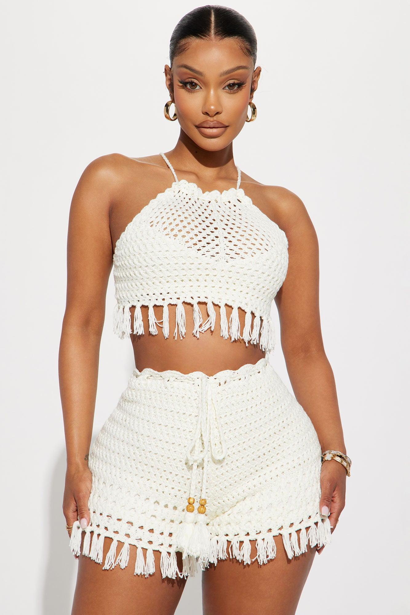 Beach Moment Crochet Short Set - Ivory Product Image
