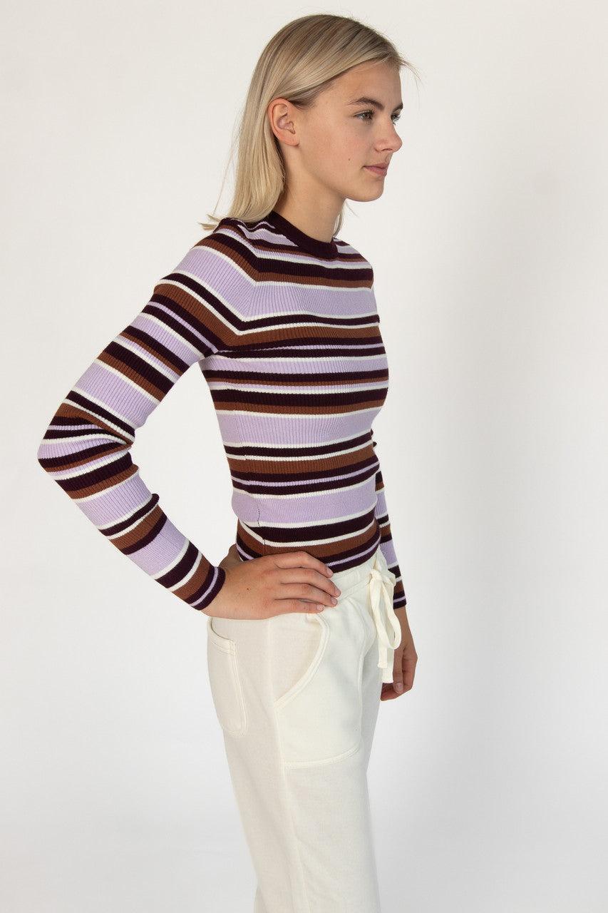 Purple Striped Pullover Sweater Product Image