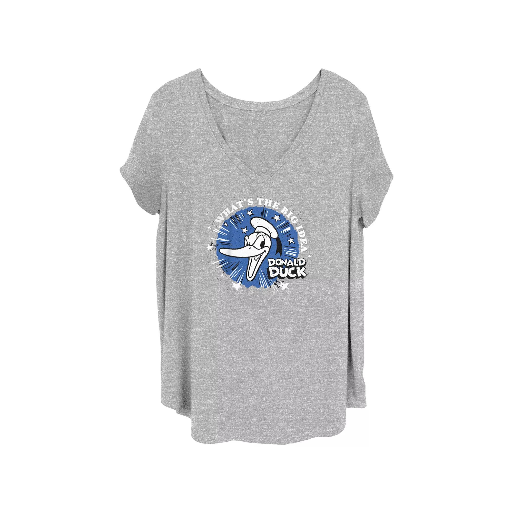 Disney's 100th Anniversary Women's Donald Duck What's the Big Idea Retro V-Neck Tee, Girl's,  Product Image