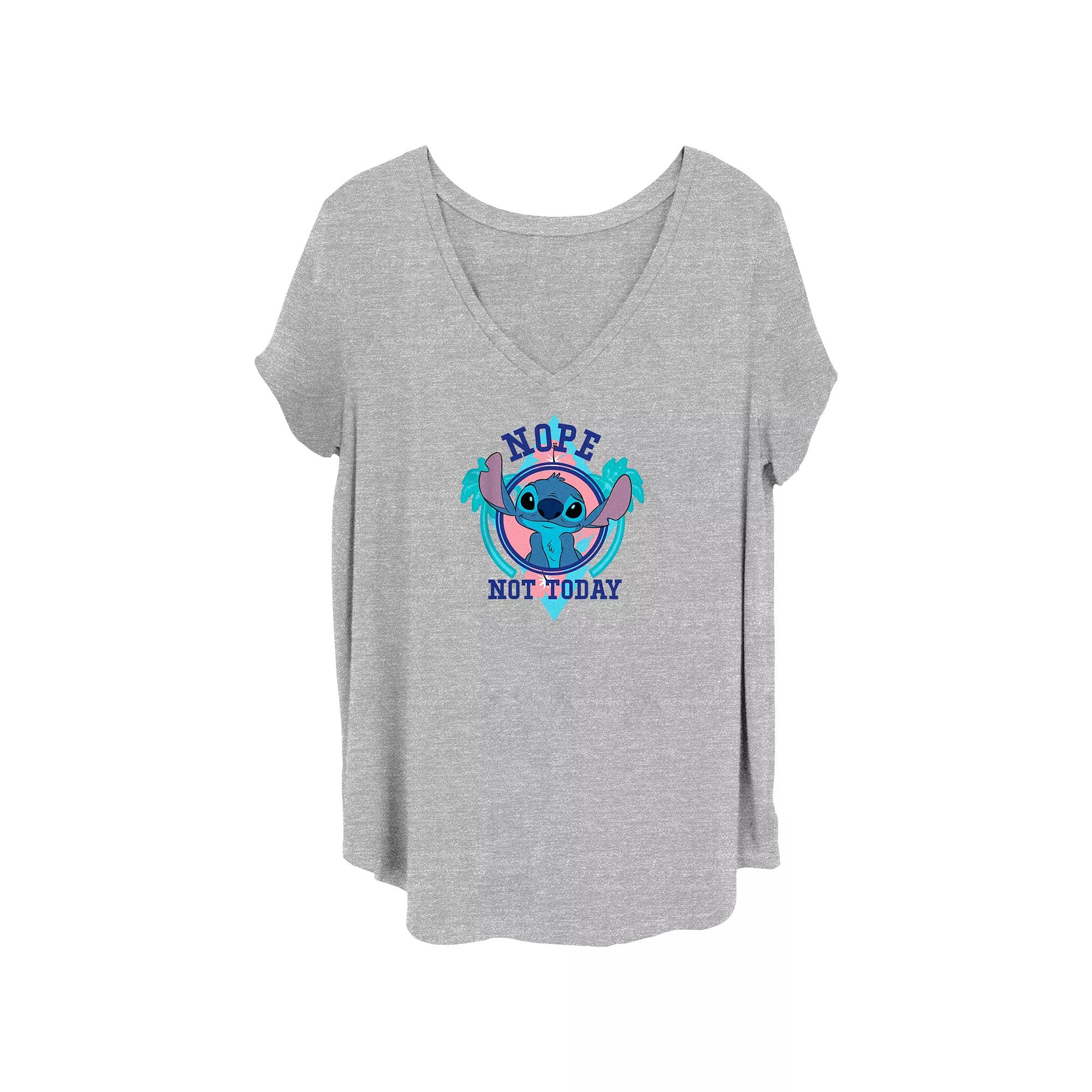 Disney's Lilo & Stitch Nope Not Today Stitch Juniors' Plus Graphic Tee, Women's,  Product Image