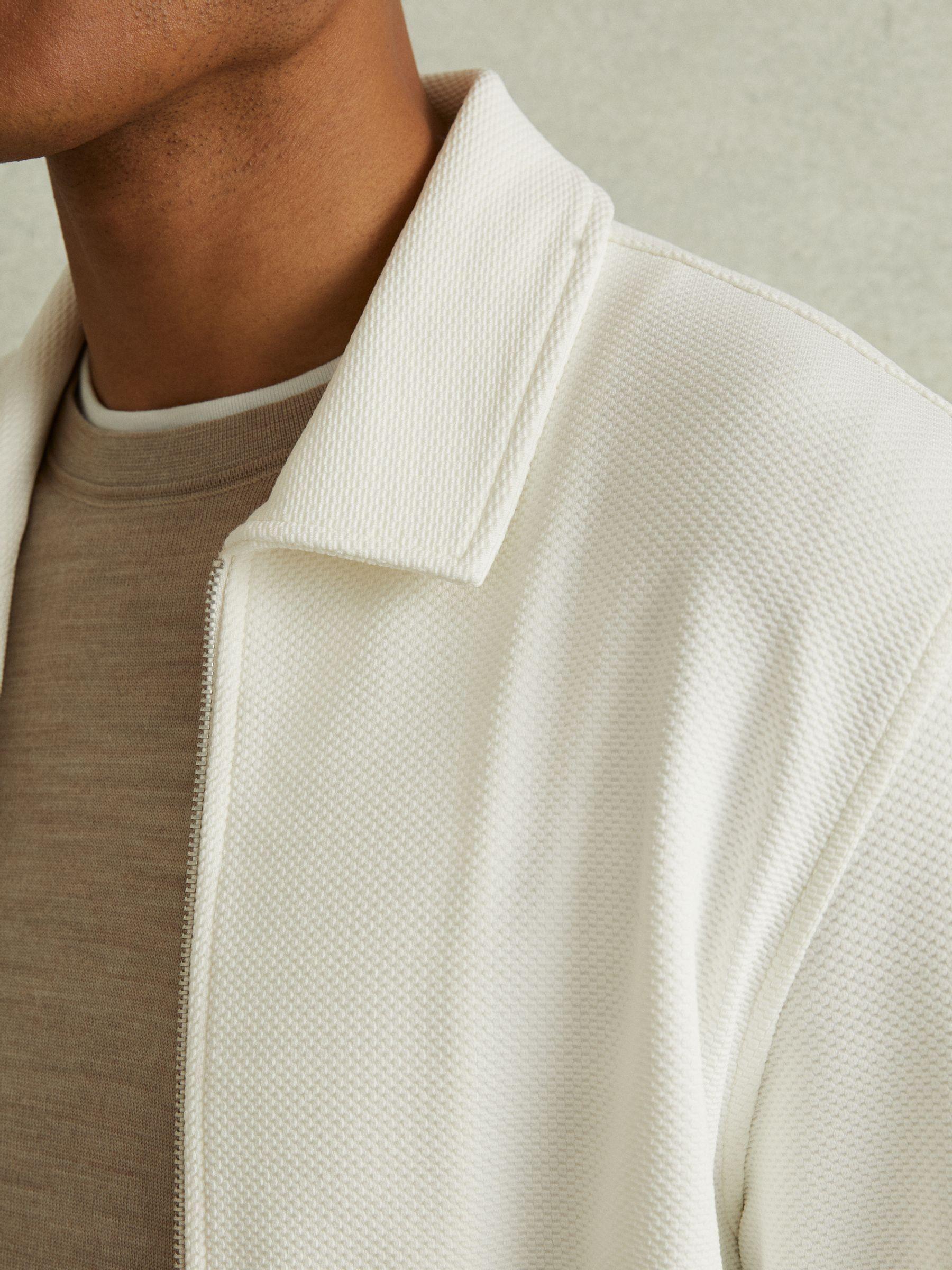 Textured Zip-Through Overshirt in Off White Product Image