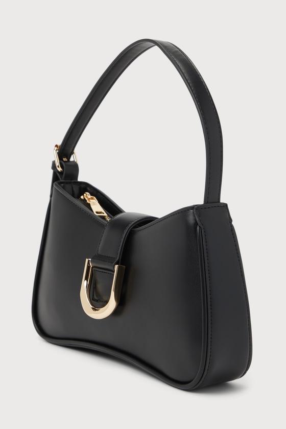 Oh-So Chic Black Buckle Shoulder Bag Product Image