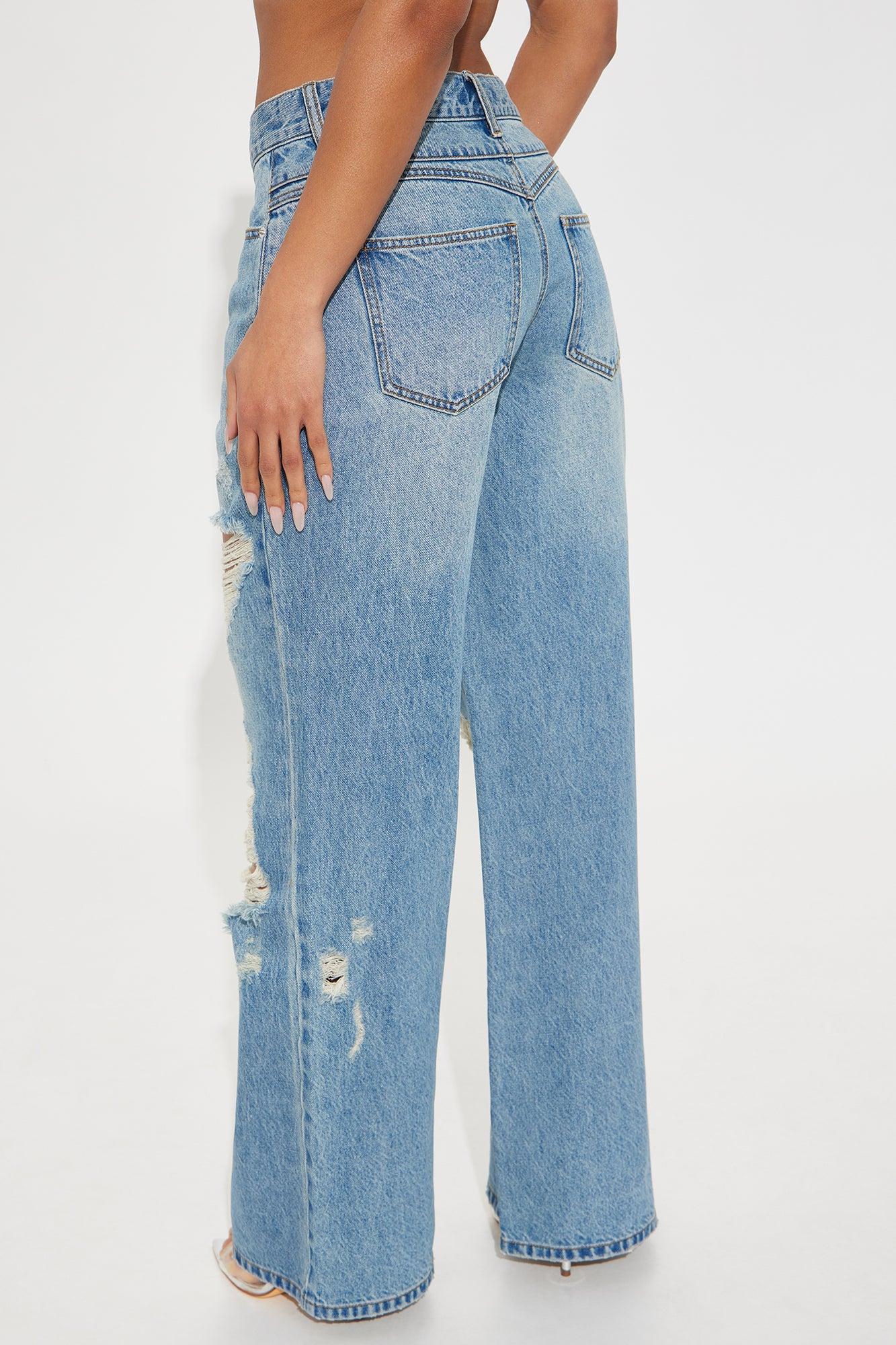 Melany Ripped Wide Leg Jeans - Medium Wash Product Image