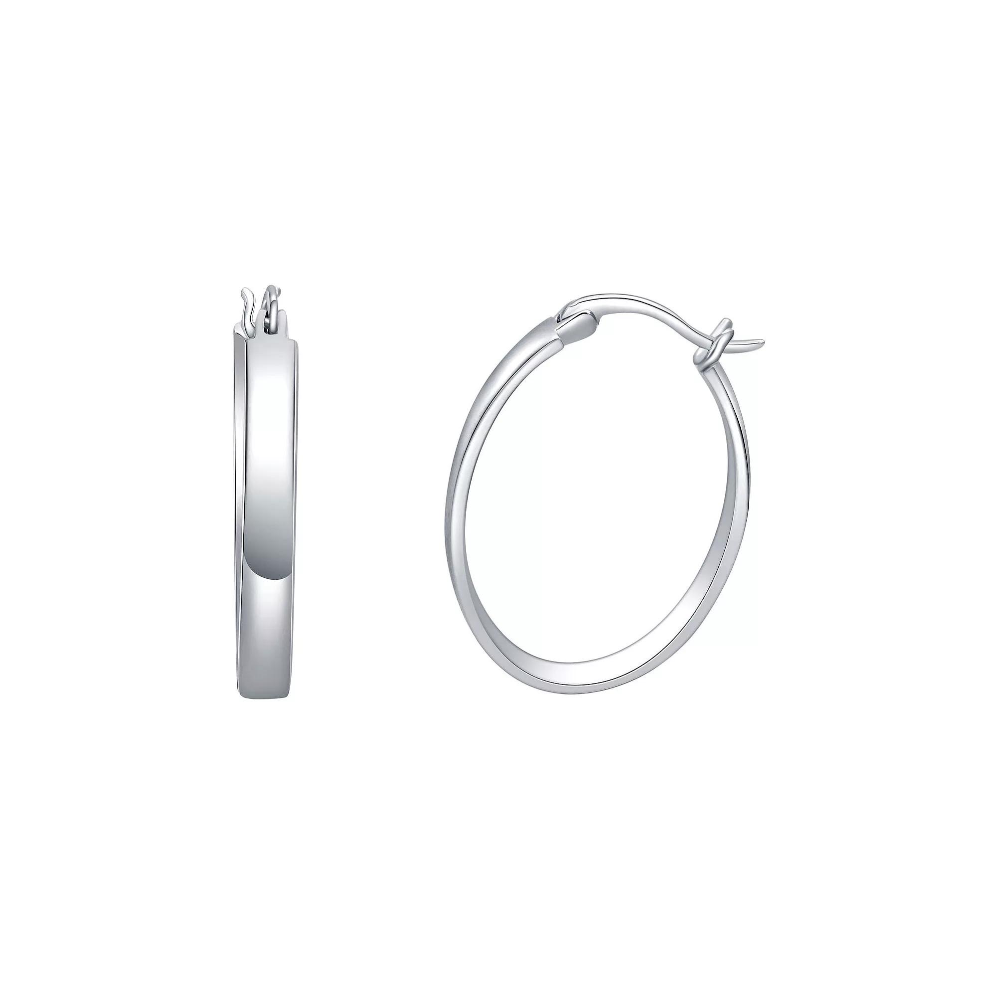 Eco Silver Luxe Sterling Silver Polished Oval Hoop Earrings, Women's Product Image