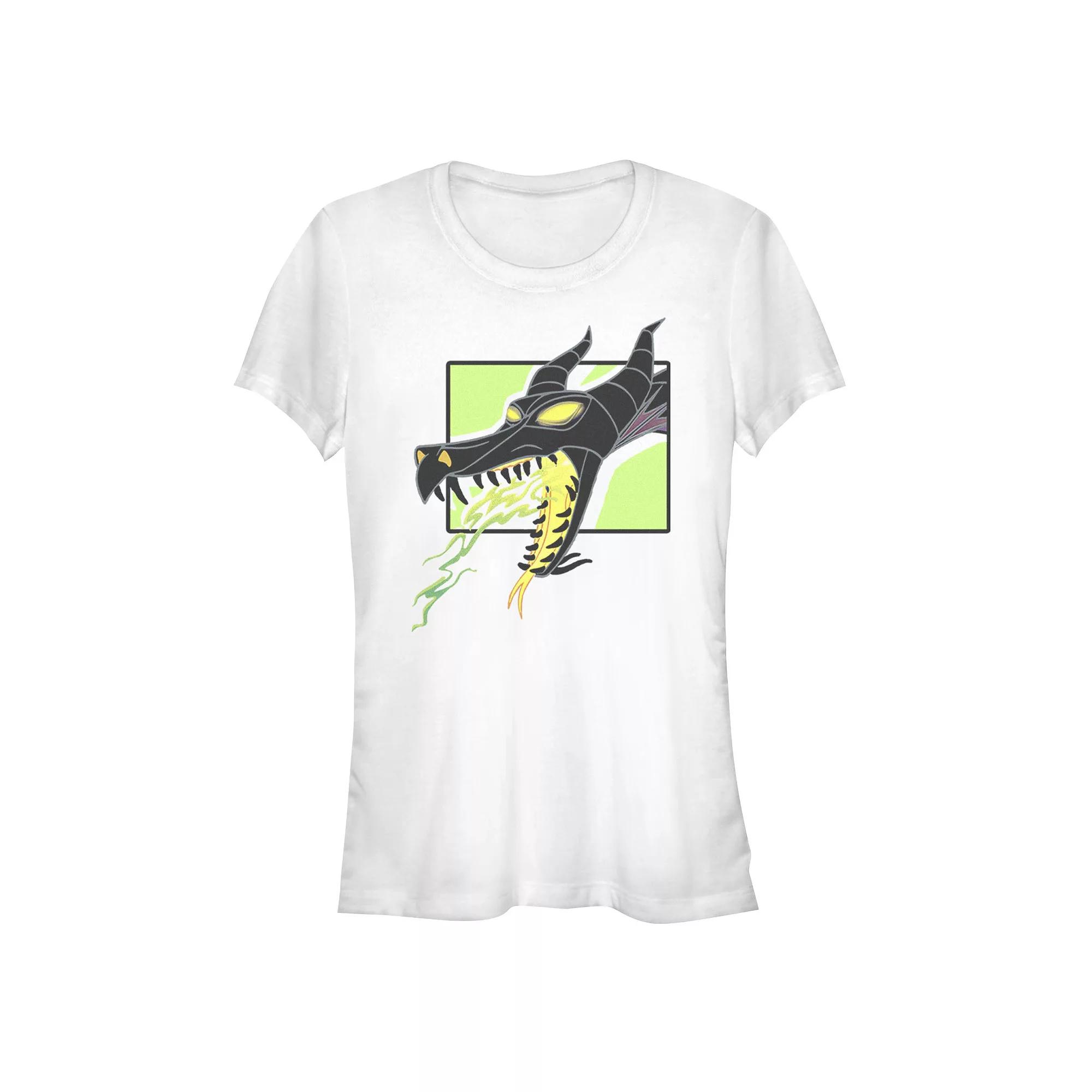 Disney Villains Sleeping Beauty Maleficent Dragon Fire Juniors' Fitted Graphic Tee, Girl's,  Product Image
