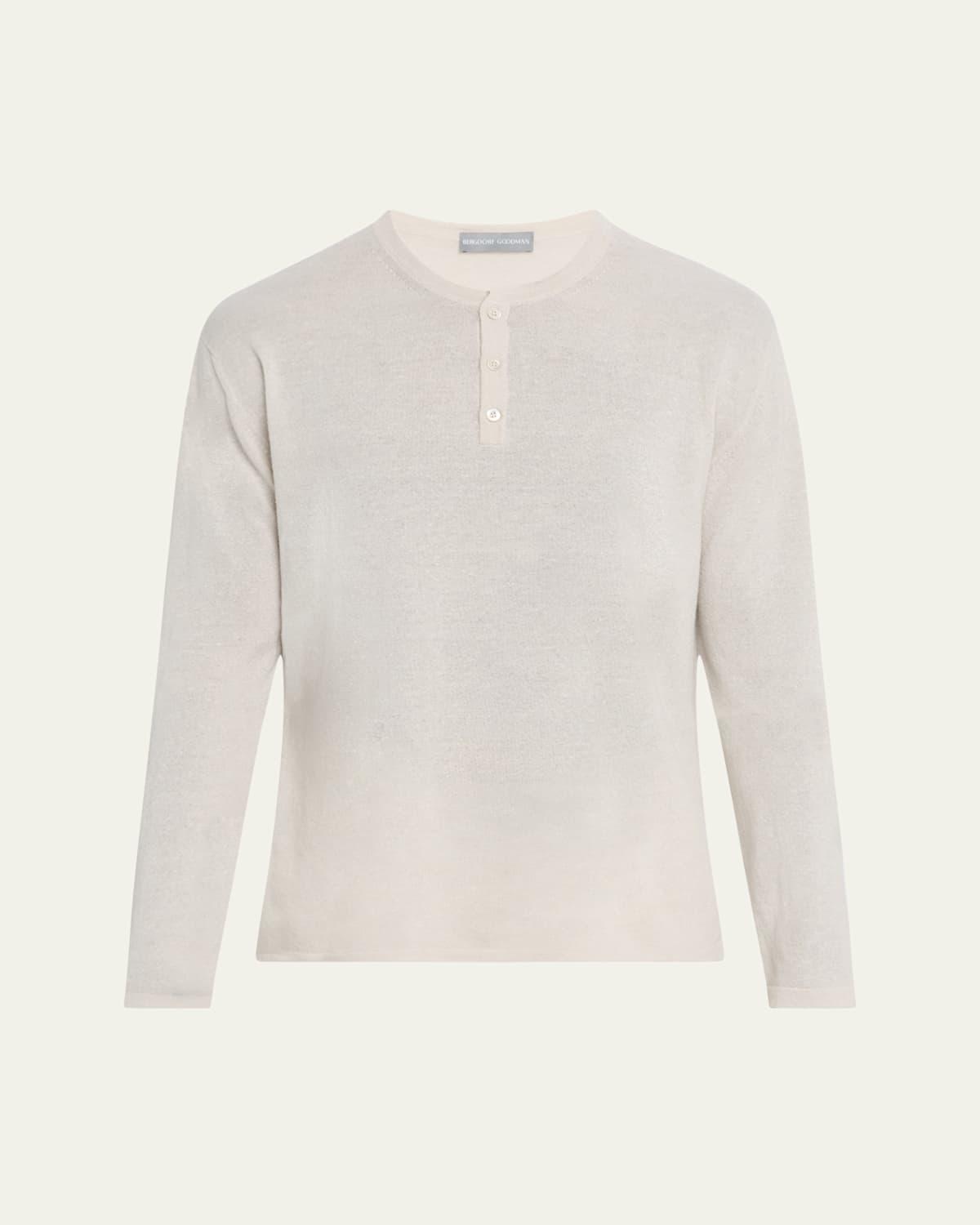Mens Cashmere and Linen Henley Sweater Product Image