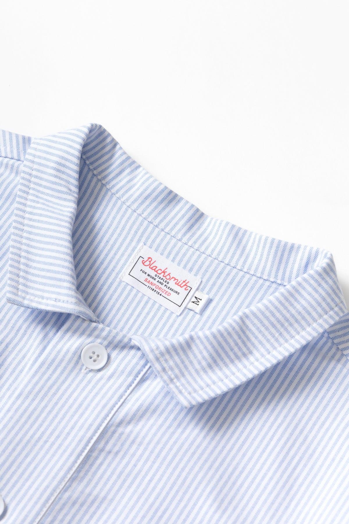 Blacksmith - 'Boxford' Short Sleeve Utility Shirt - Blue Stripe Product Image