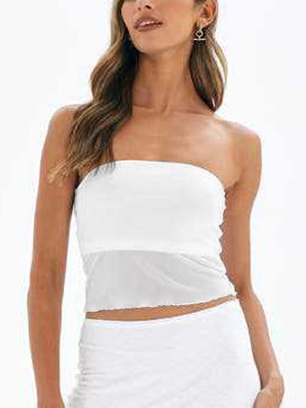 Plain Mesh Slim Fit Bandeau Top Product Image