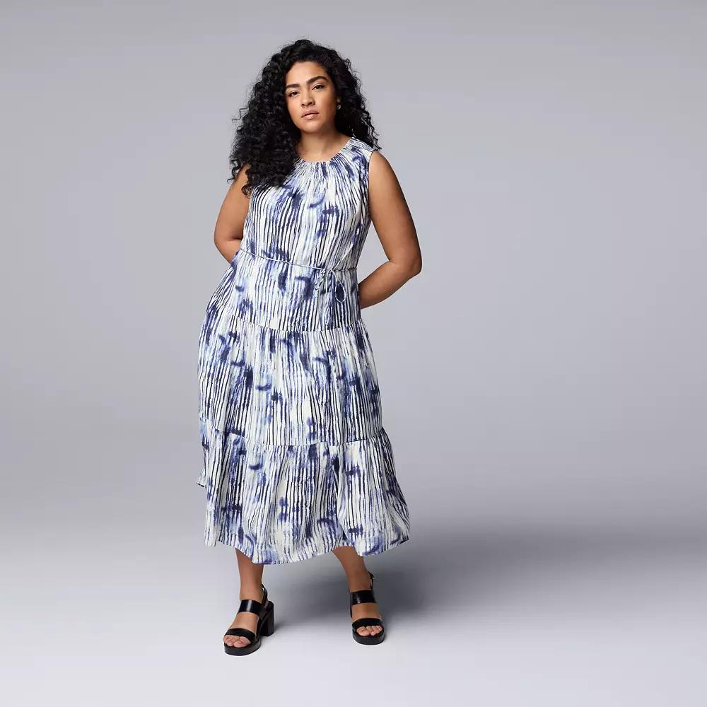 Plus Size Simply Vera Vera Wang Smocked Maxi Dress, Womens Product Image