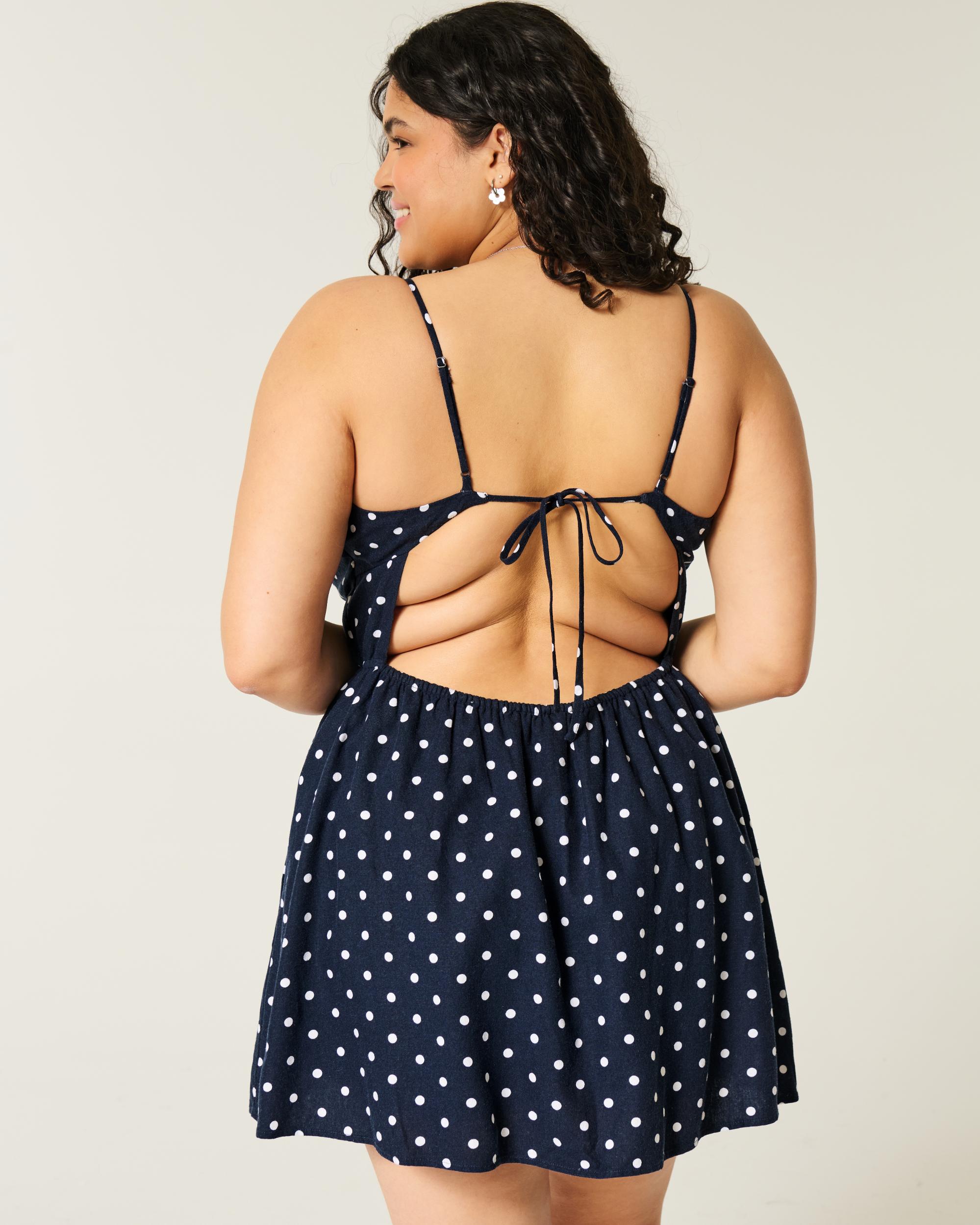 Open-Back Linen-Blend Mini Dress Product Image