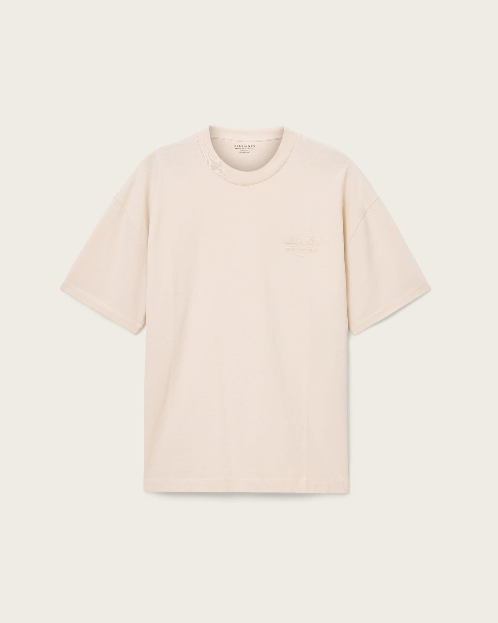 Xander Flocked Logo Oversized T-Shirt MUTED WHITE | ALLSAINTS US Product Image