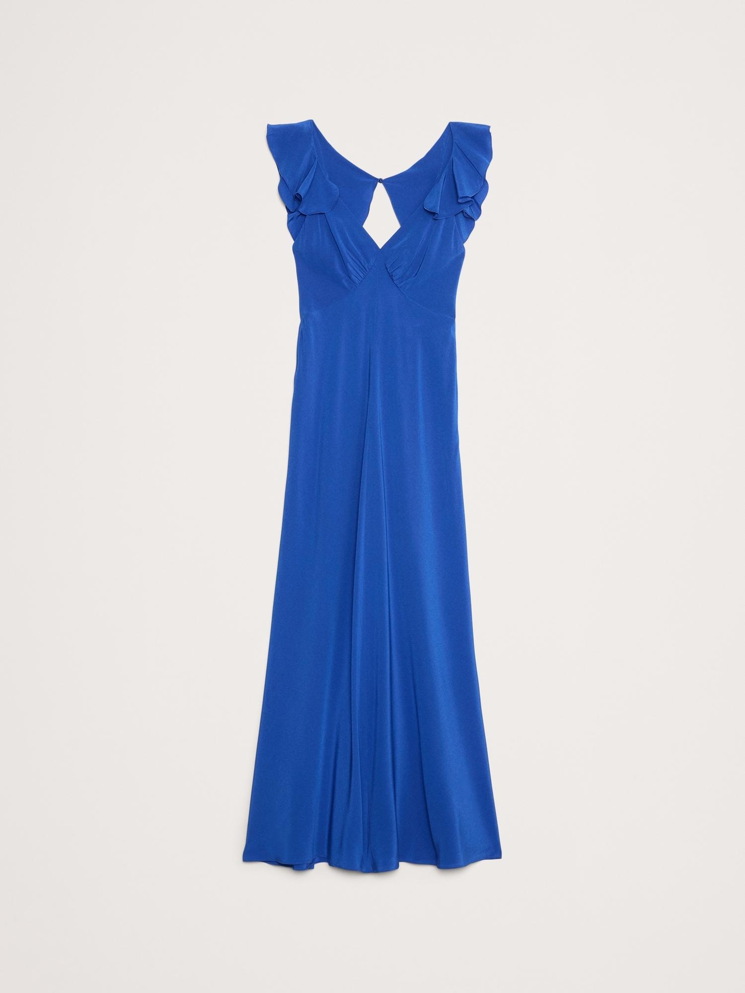 Matte Silk Open-Back Maxi Dress Product Image